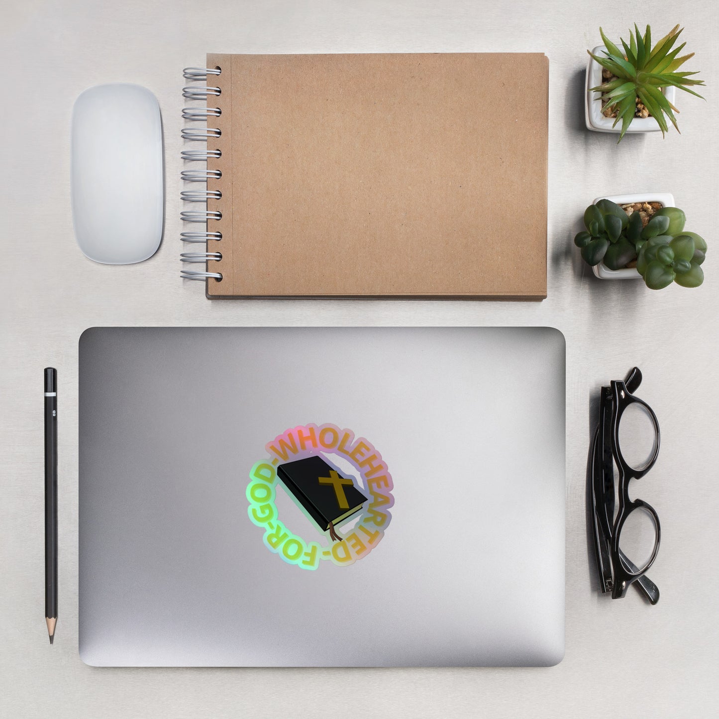 Wholehearted for God Holographic stickers