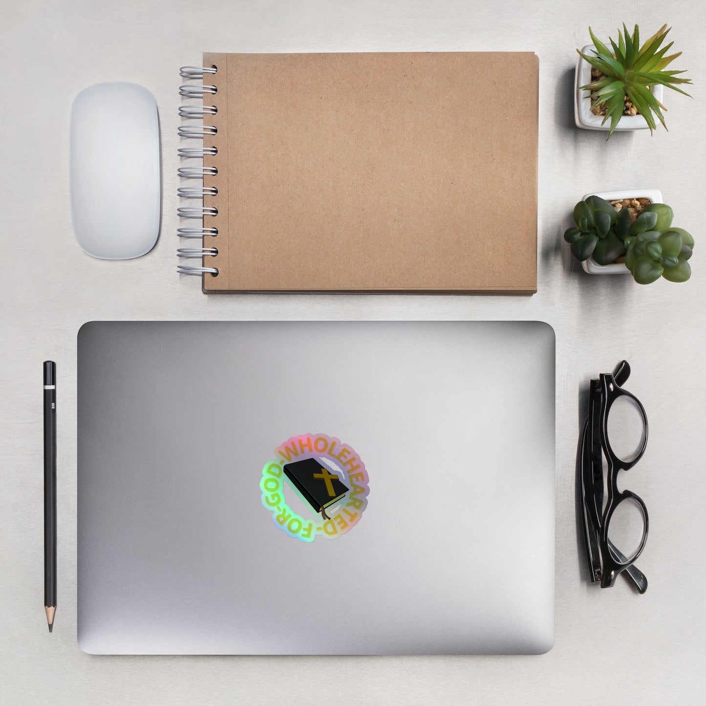 Wholehearted for God Holographic stickers