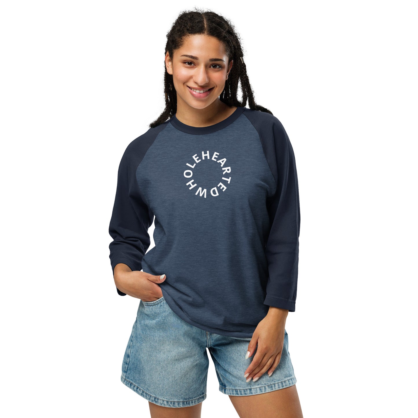 Wholehearted for God 3/4 sleeve raglan shirt