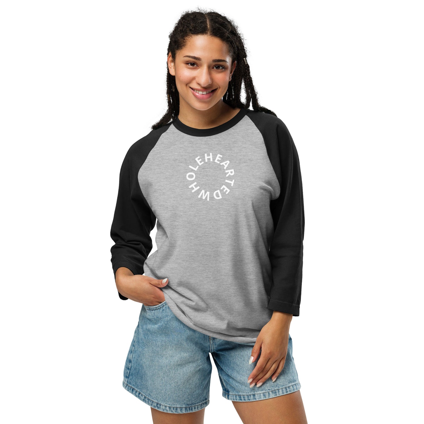 Wholehearted for God 3/4 sleeve raglan shirt