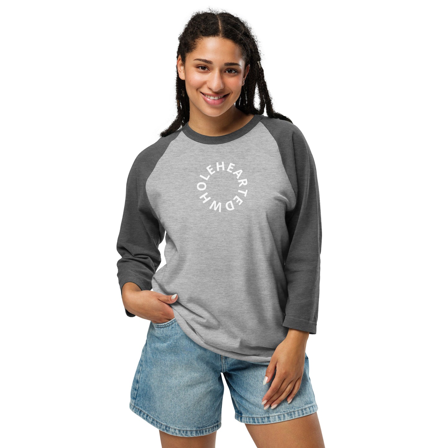 Wholehearted for God 3/4 sleeve raglan shirt