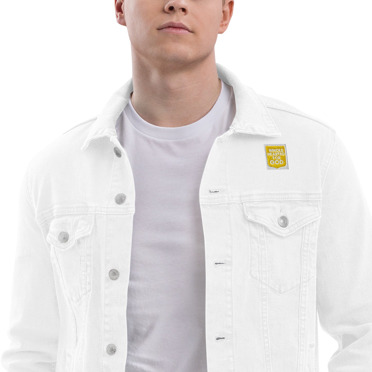 Wholehearted for God men's denim jacket
