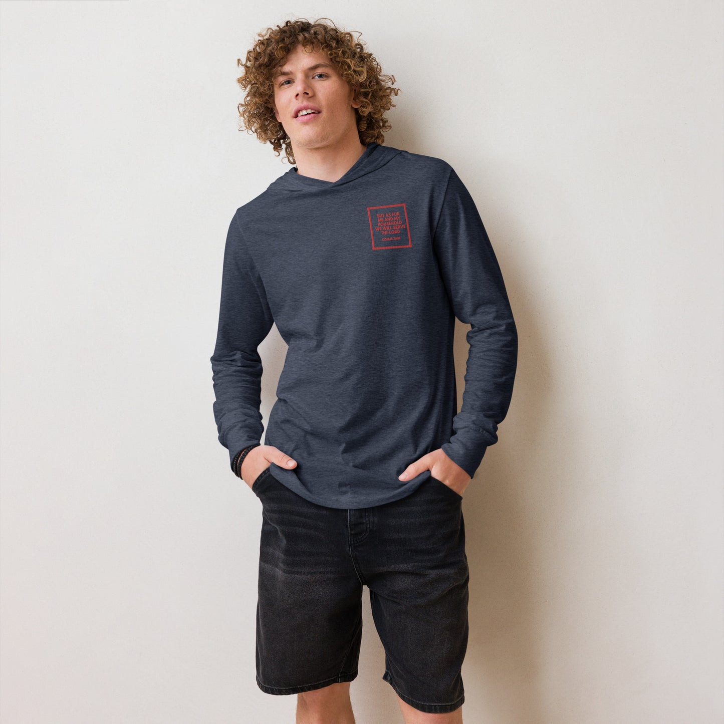 Serve the Lord - Embroidered hooded long-sleeve tee