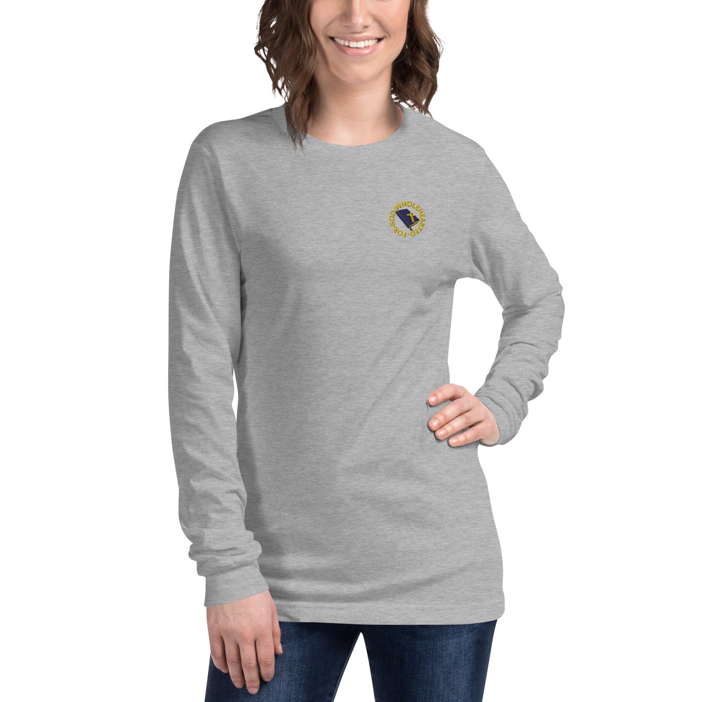 Wholehearted for God women's long sleeve tee