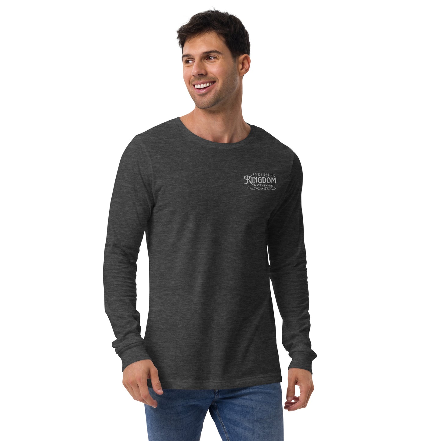 Seek First His Kingdom - Embroidered Long Sleeve Tee