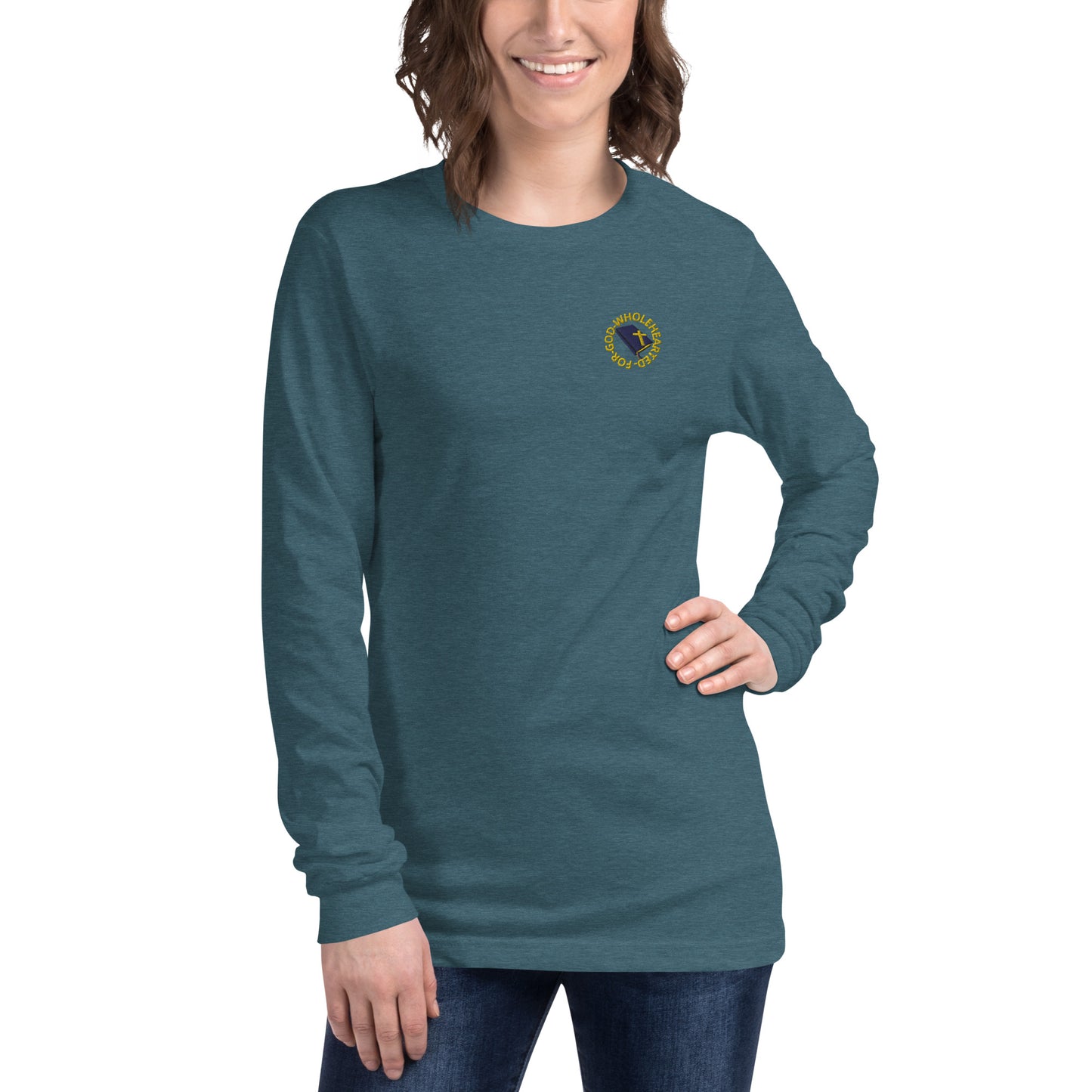 Wholehearted for God women's long sleeve tee