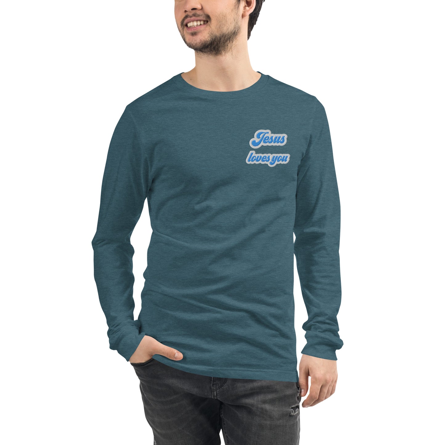 Jesus Loves You - Embroidered Long Sleeve Tee