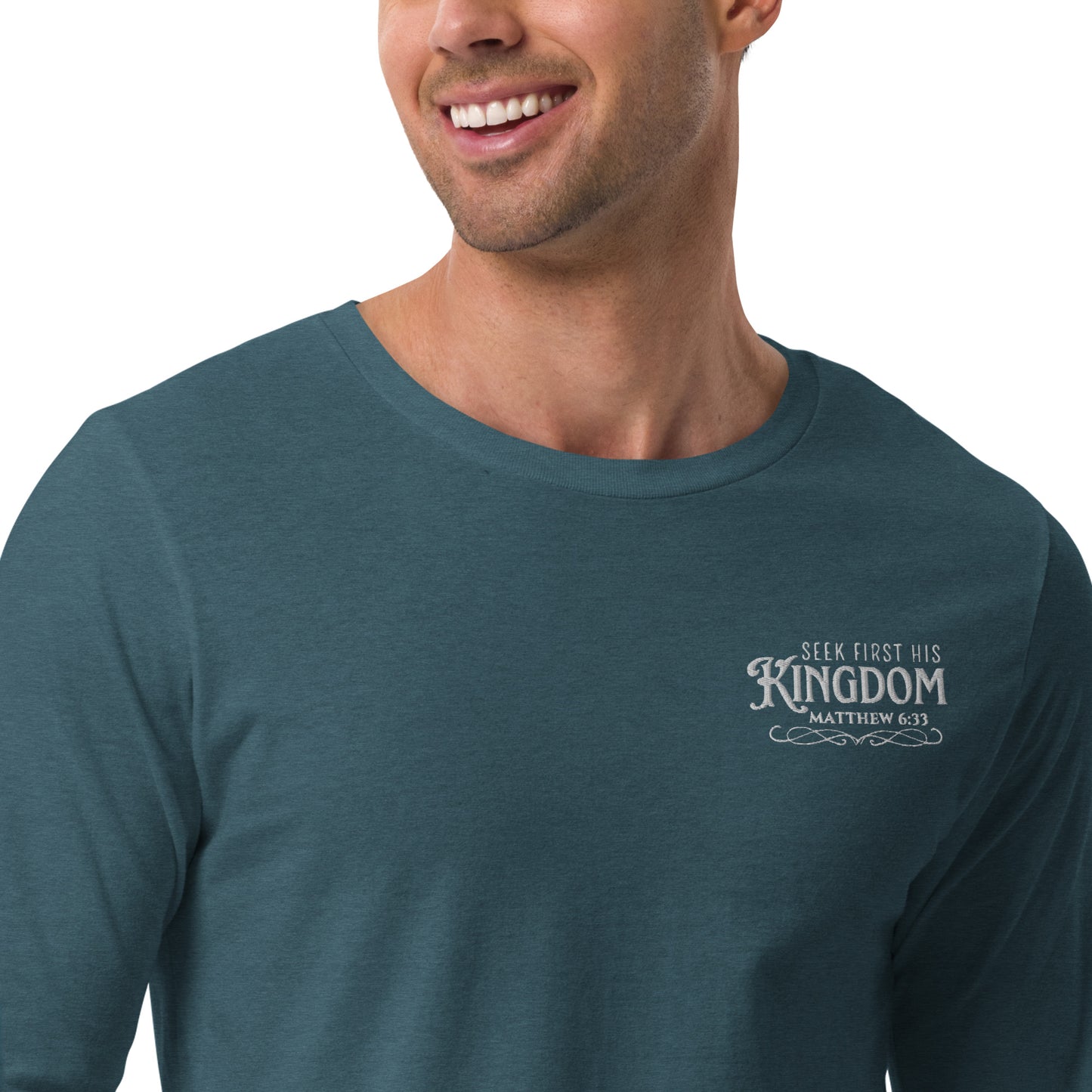 Seek First His Kingdom - Embroidered Long Sleeve Tee