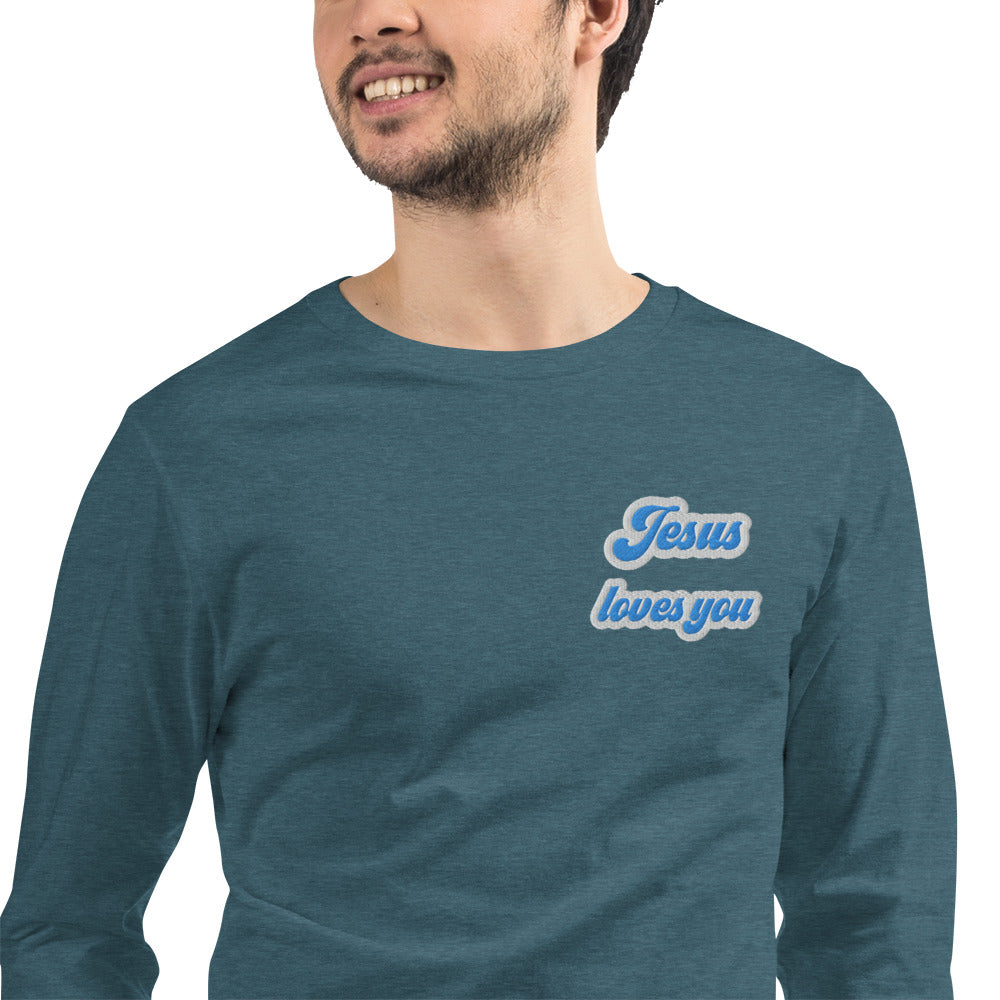 Jesus Loves You - Embroidered Long Sleeve Tee