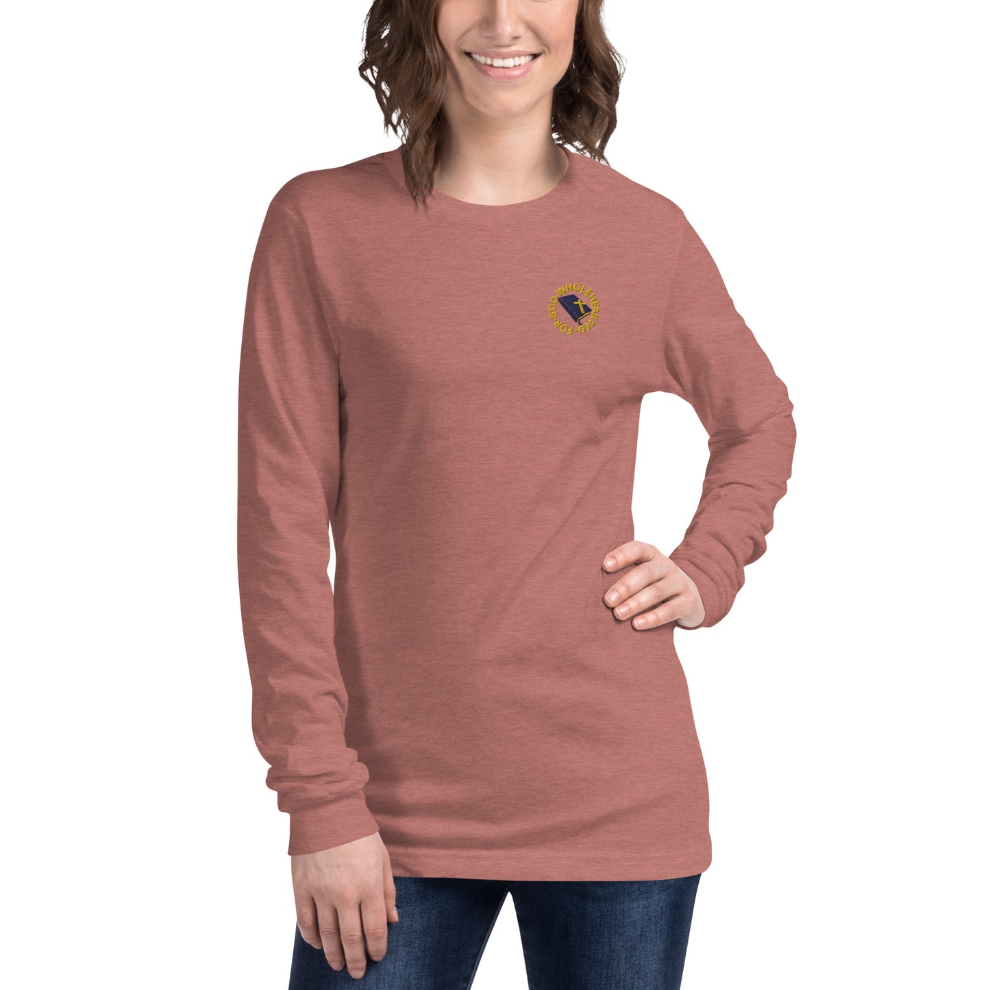 Wholehearted for God women's long sleeve tee