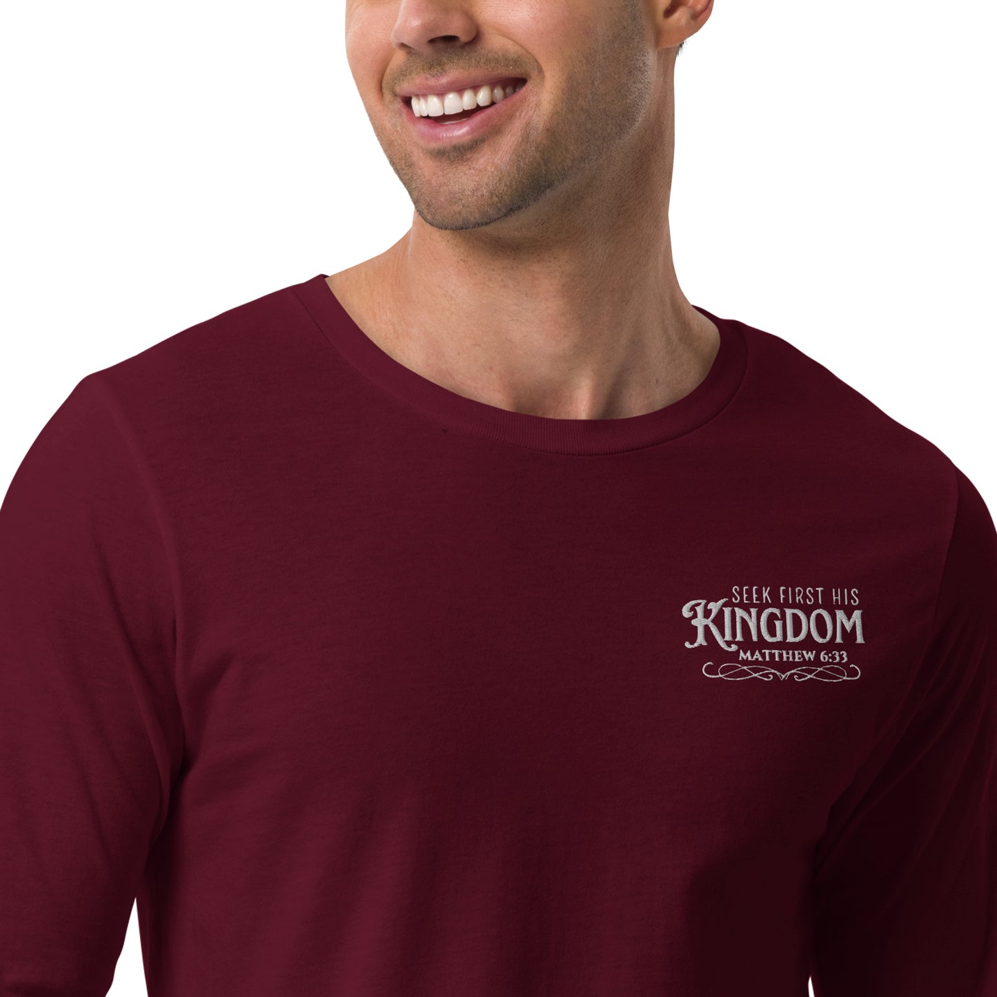 Seek First His Kingdom - Embroidered Long Sleeve Tee