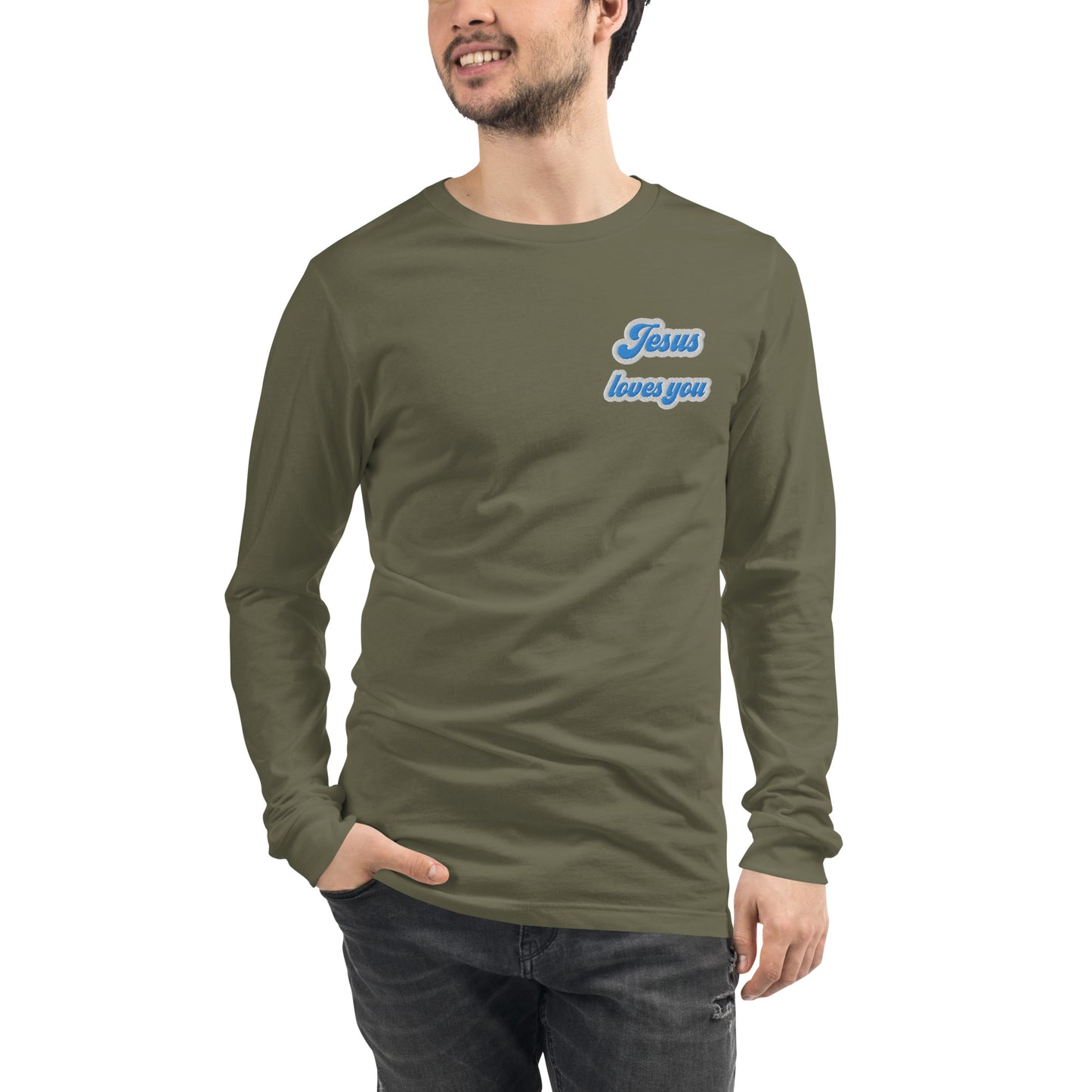 Jesus Loves You - Embroidered Long Sleeve Tee