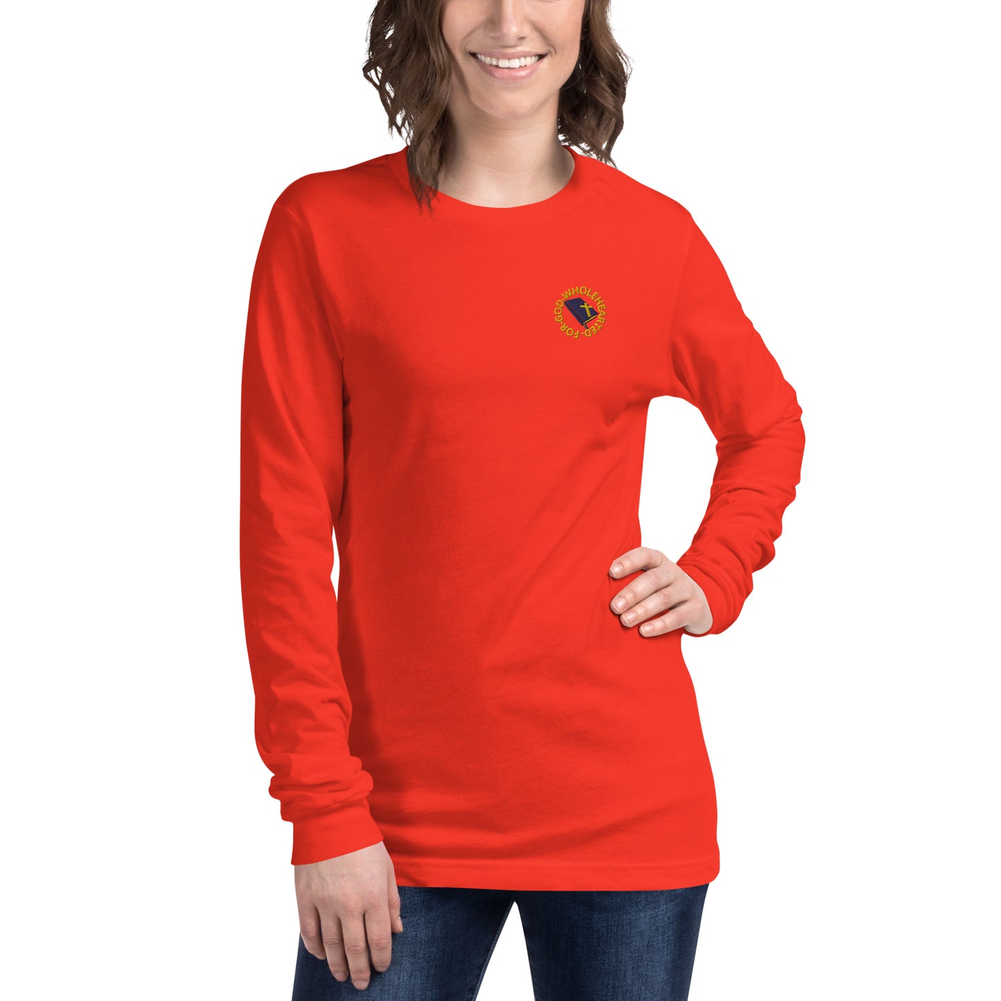 Wholehearted for God women's long sleeve tee