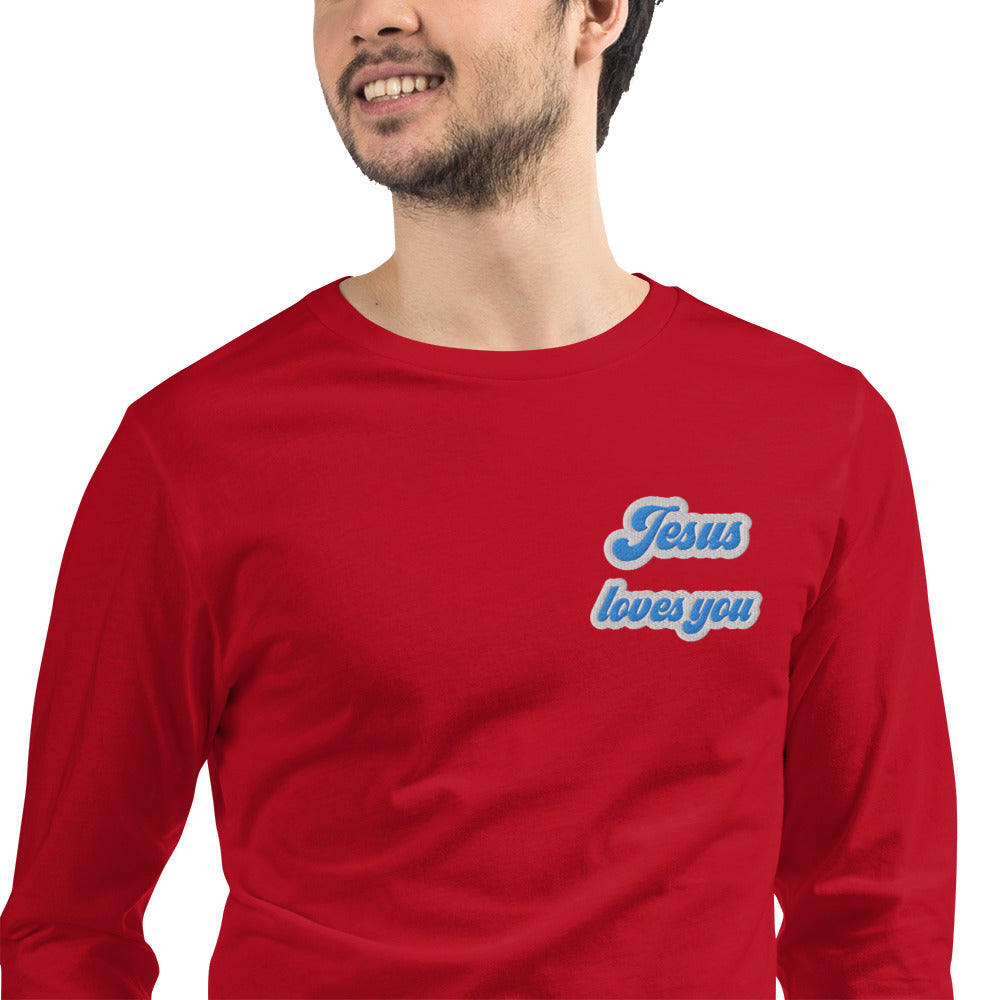 Jesus Loves You - Embroidered Long Sleeve Tee