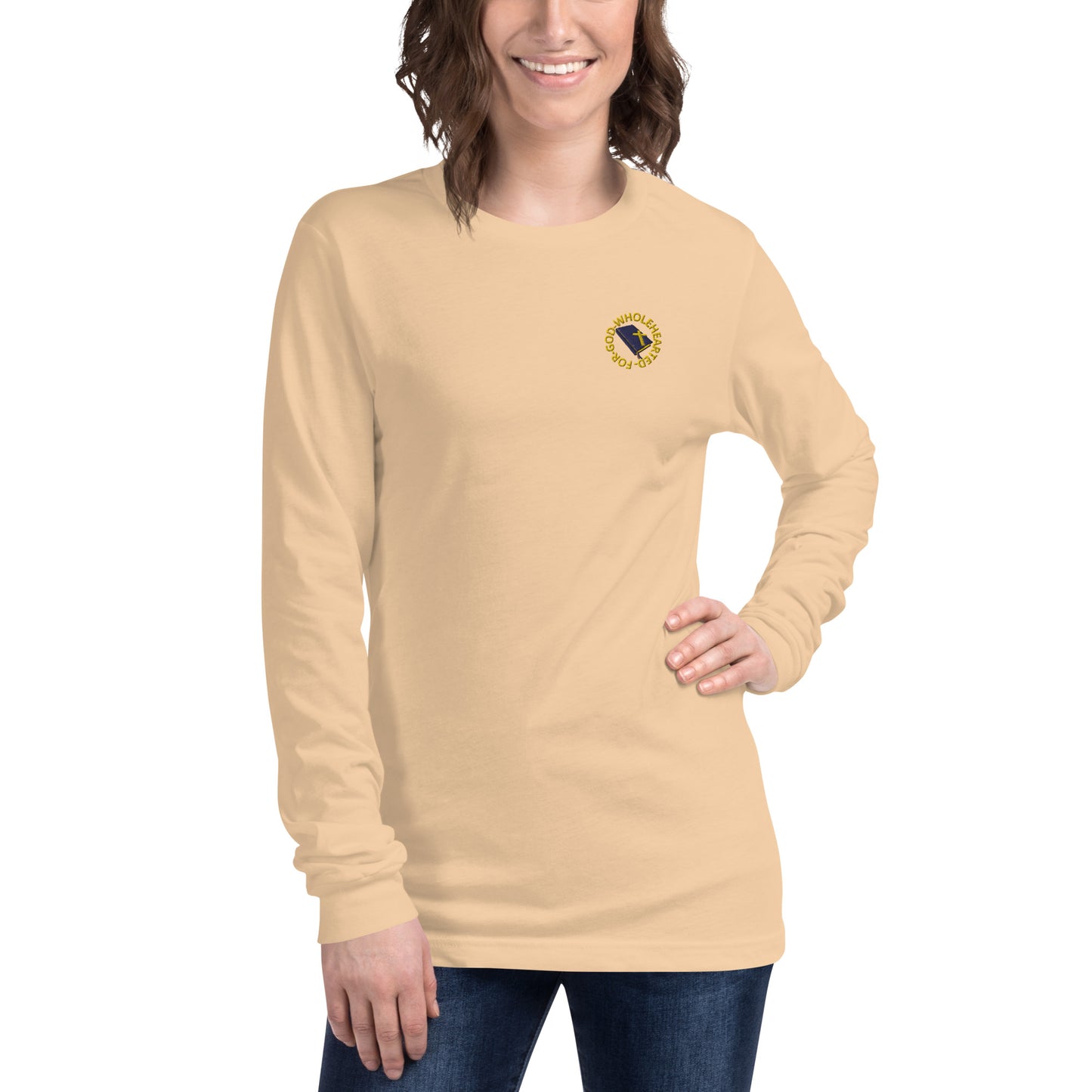 Wholehearted for God women's long sleeve tee