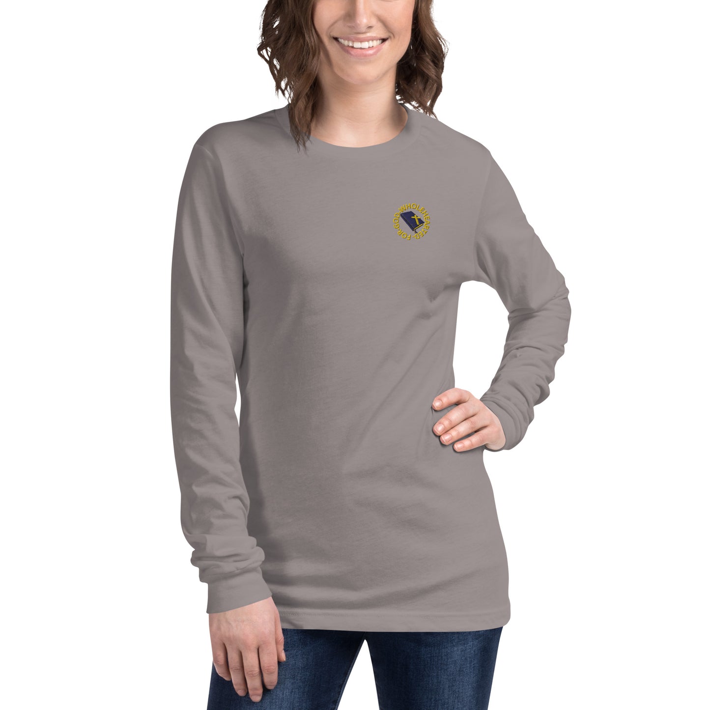 Wholehearted for God women's long sleeve tee