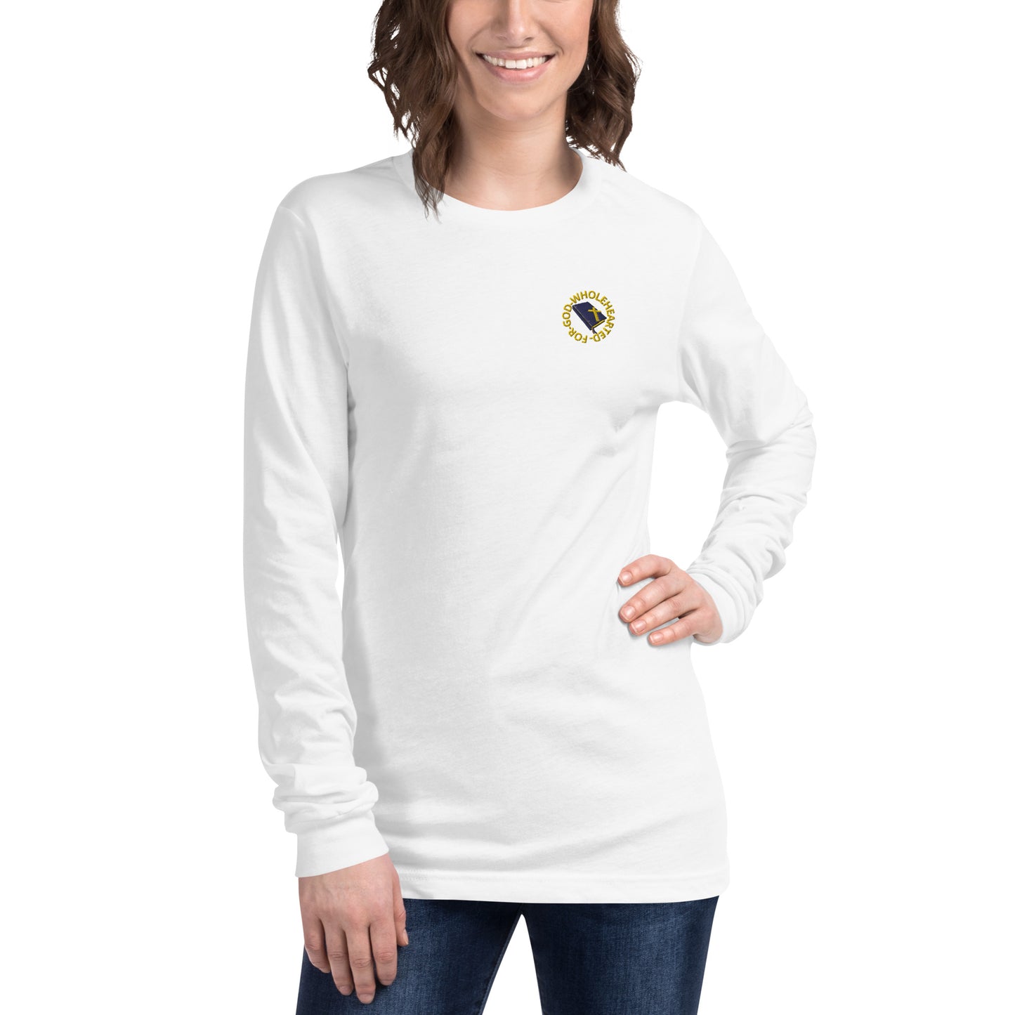 Wholehearted for God women's long sleeve tee