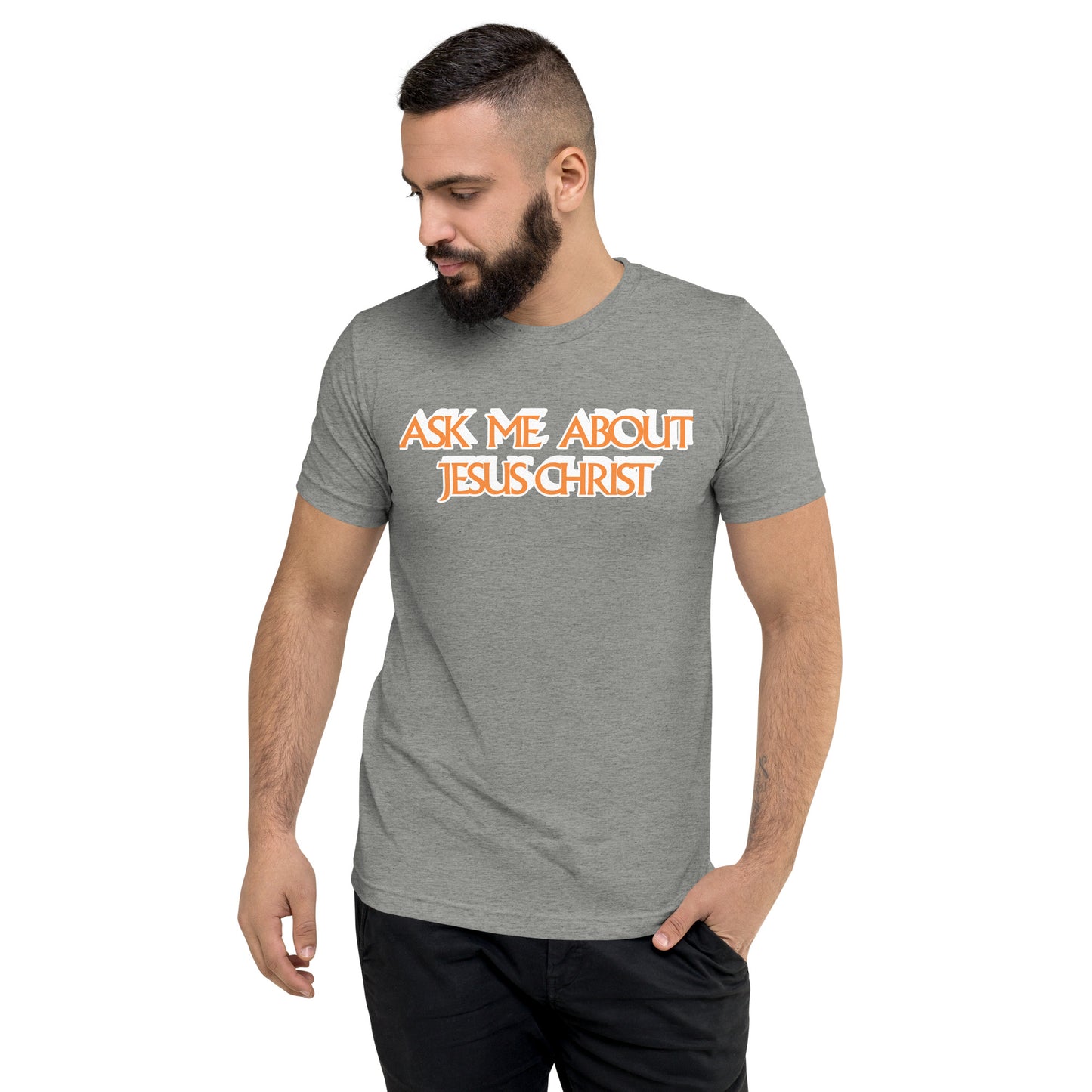 Ask Me About Jesus Christ - Short sleeve t-shirt