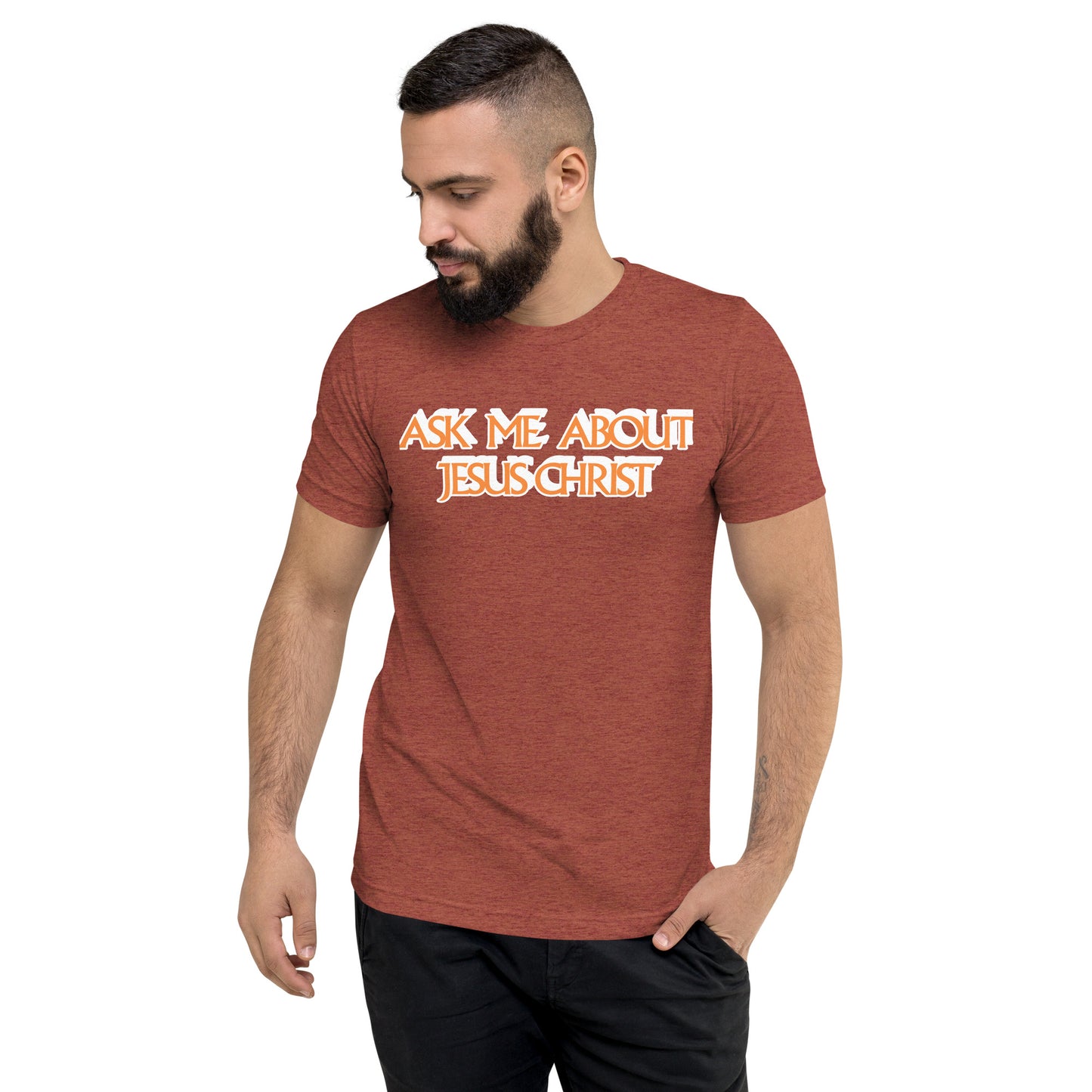 Ask Me About Jesus Christ - Short sleeve t-shirt