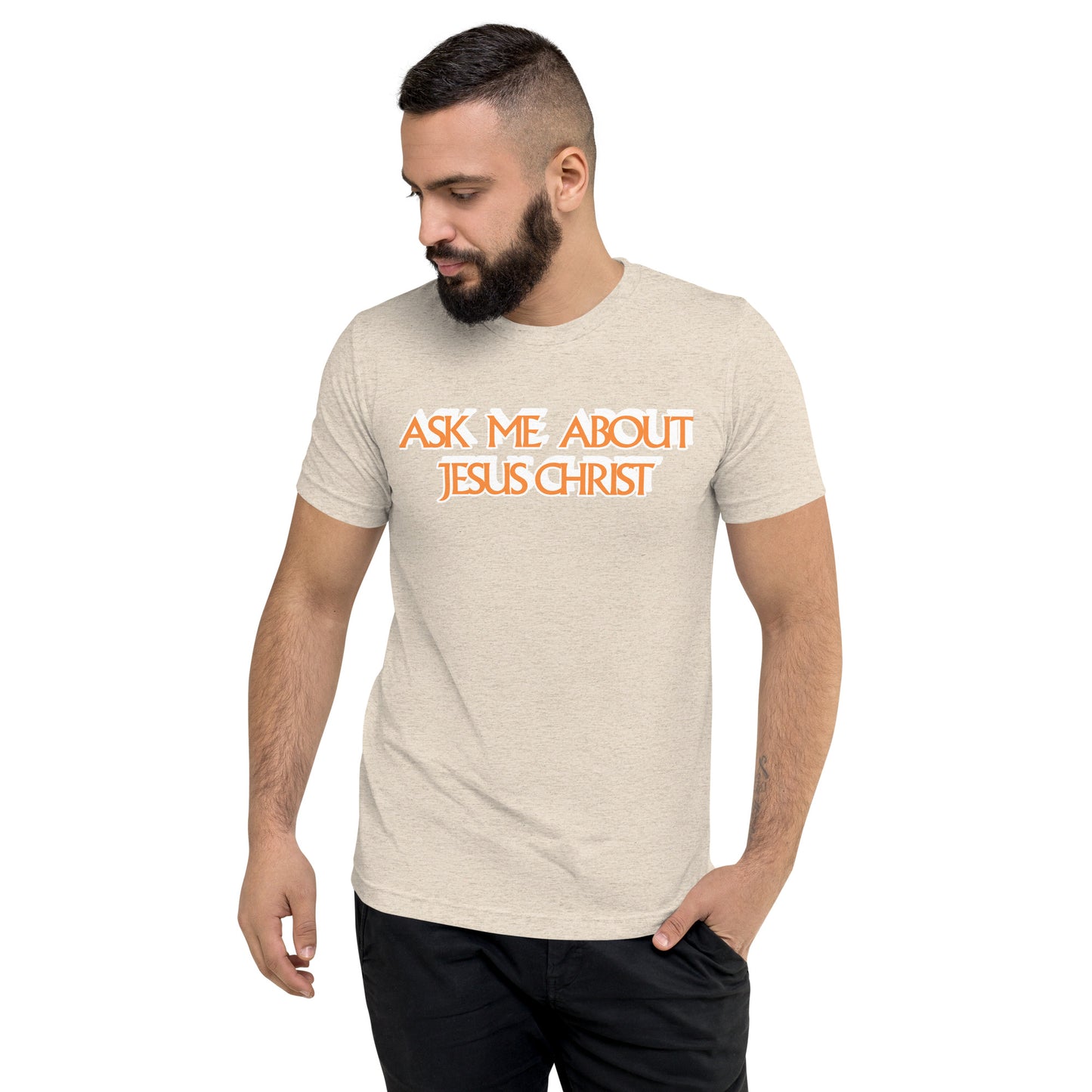 Ask Me About Jesus Christ - Short sleeve t-shirt