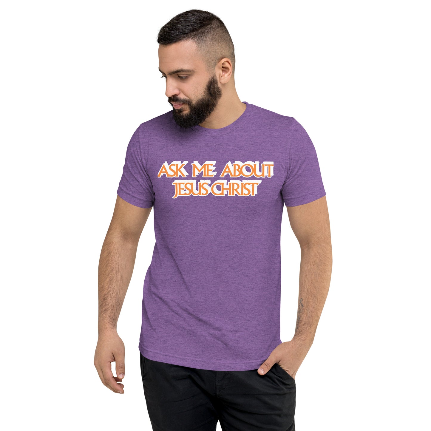 Ask Me About Jesus Christ - Short sleeve t-shirt