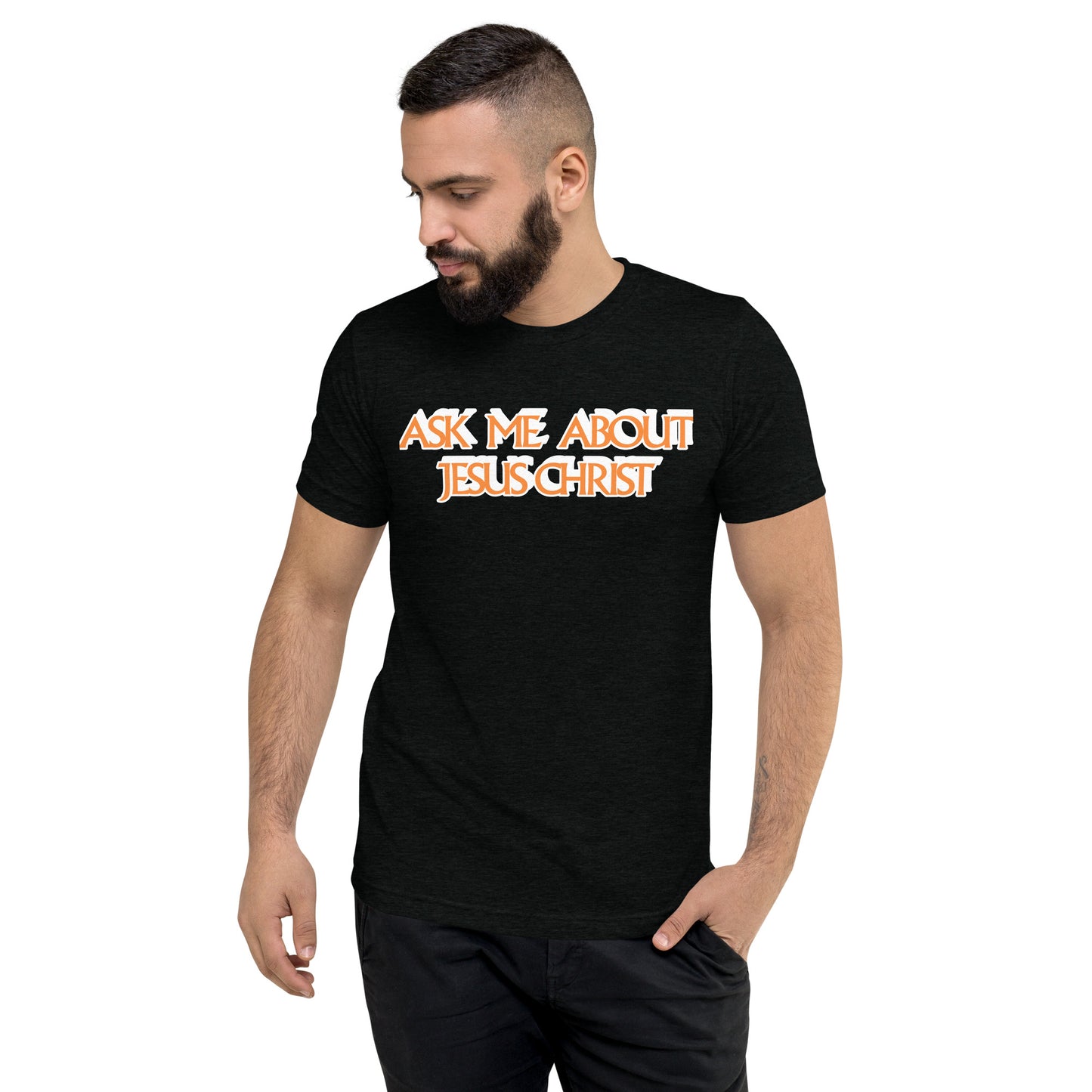 Ask Me About Jesus Christ - Short sleeve t-shirt