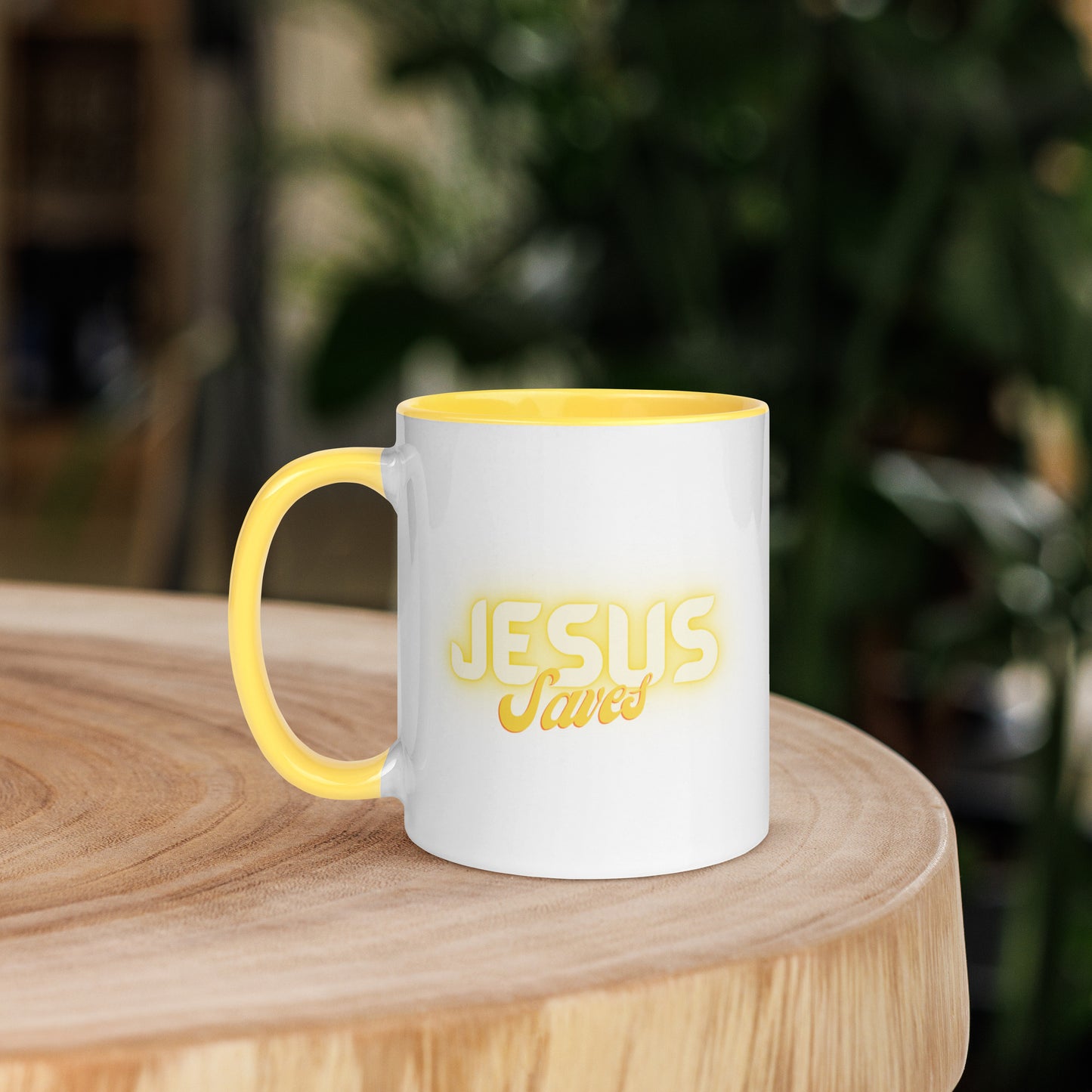 Jesus Saves (11 oz Mug) with Yellow Inside