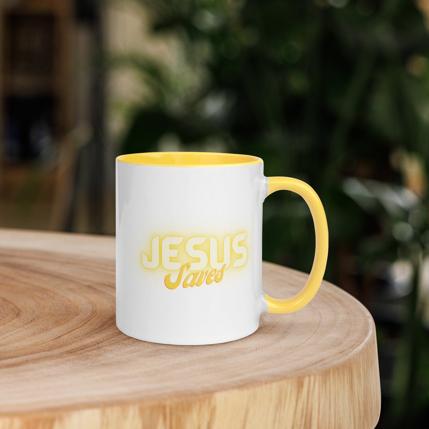 Jesus Saves (11 oz Mug) with Yellow Inside